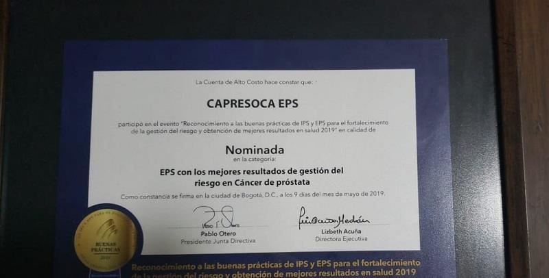 Capresoca EPS Nominada a importante Premio Nacional