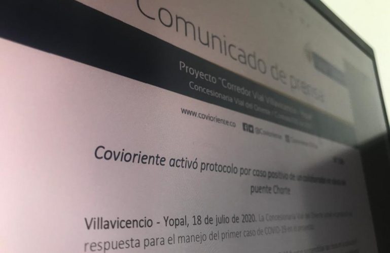 Covioriente activó protocolo por caso positivo de Covid-19 de un colaborador en obras del puente Charte