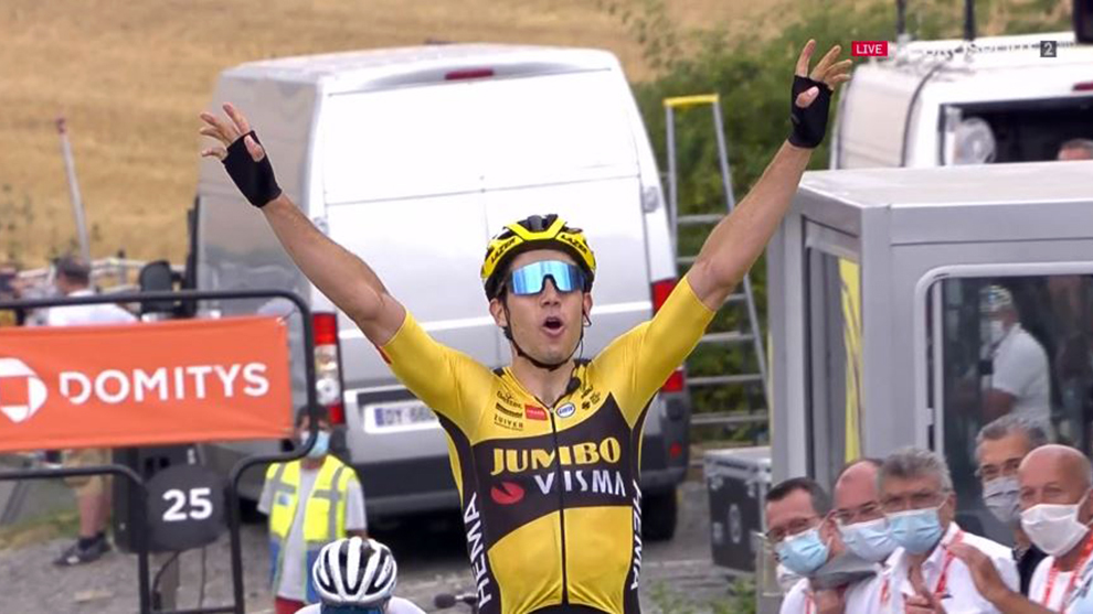 Belga Wout van Aert, primer líder del Critérium del Dauphiné, Egan llegó tercero
