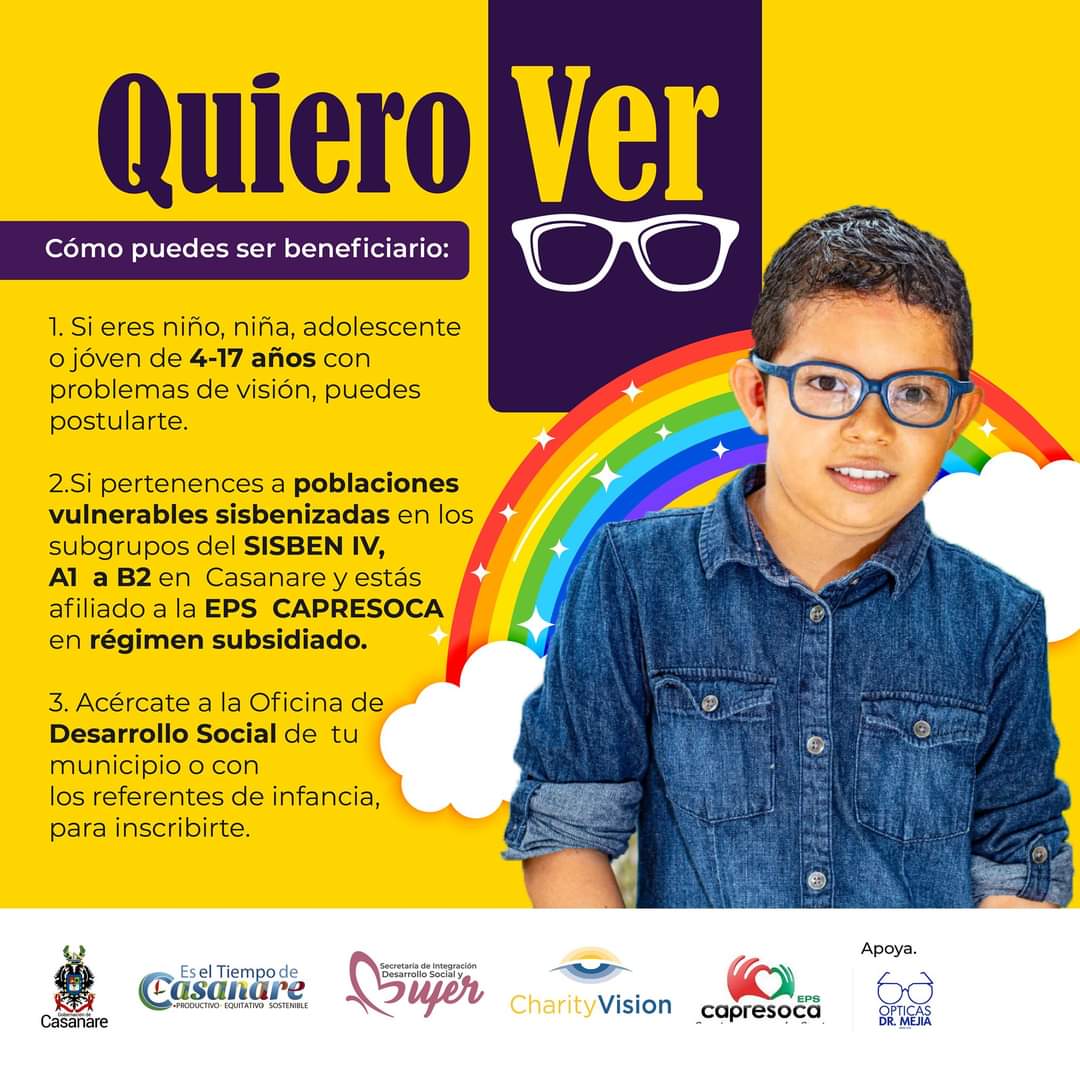 2000 niños, niñas, adolescentes y jóvenes de Casanare mejorarán su visión