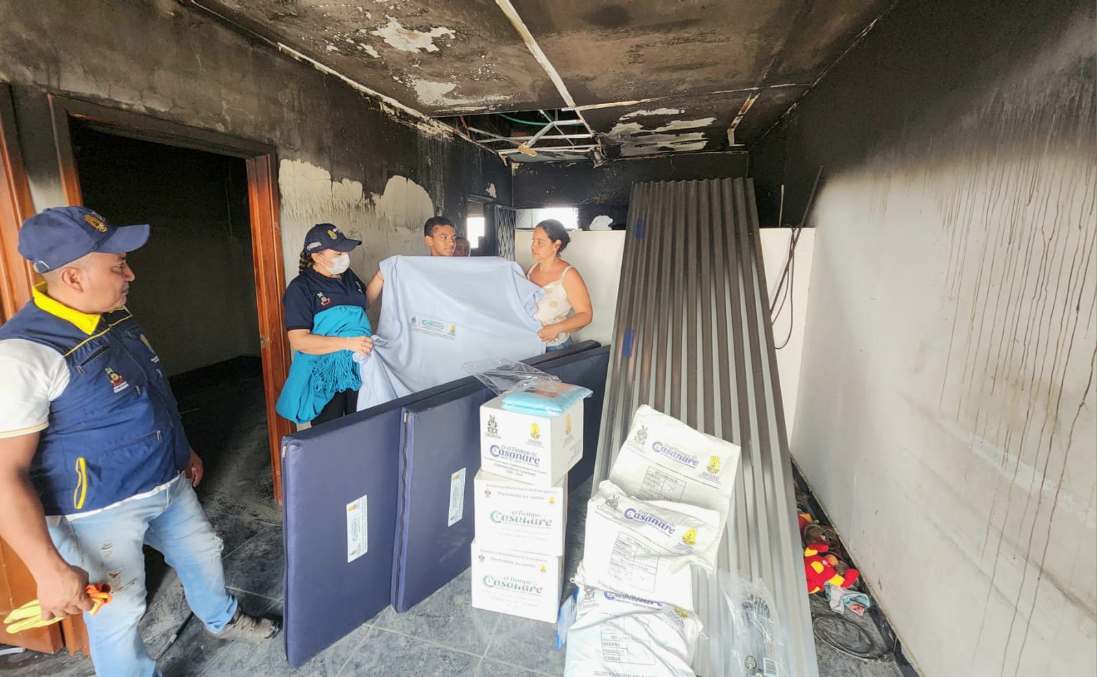 Víctimas de incendio en Yopal reciben apoyo gubernamental