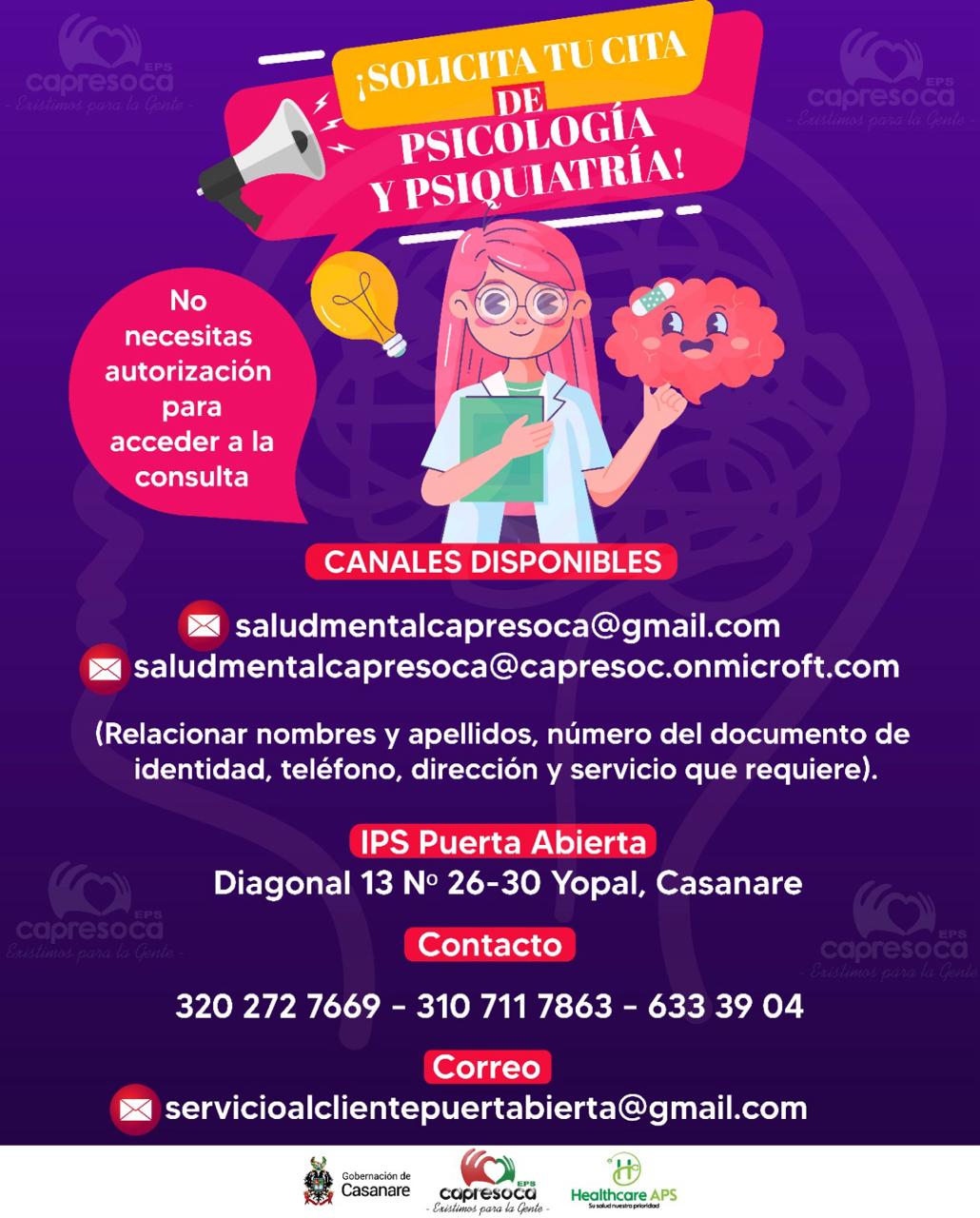 Capresoca invita a sus usuarios a acceder a servicios de salud mental