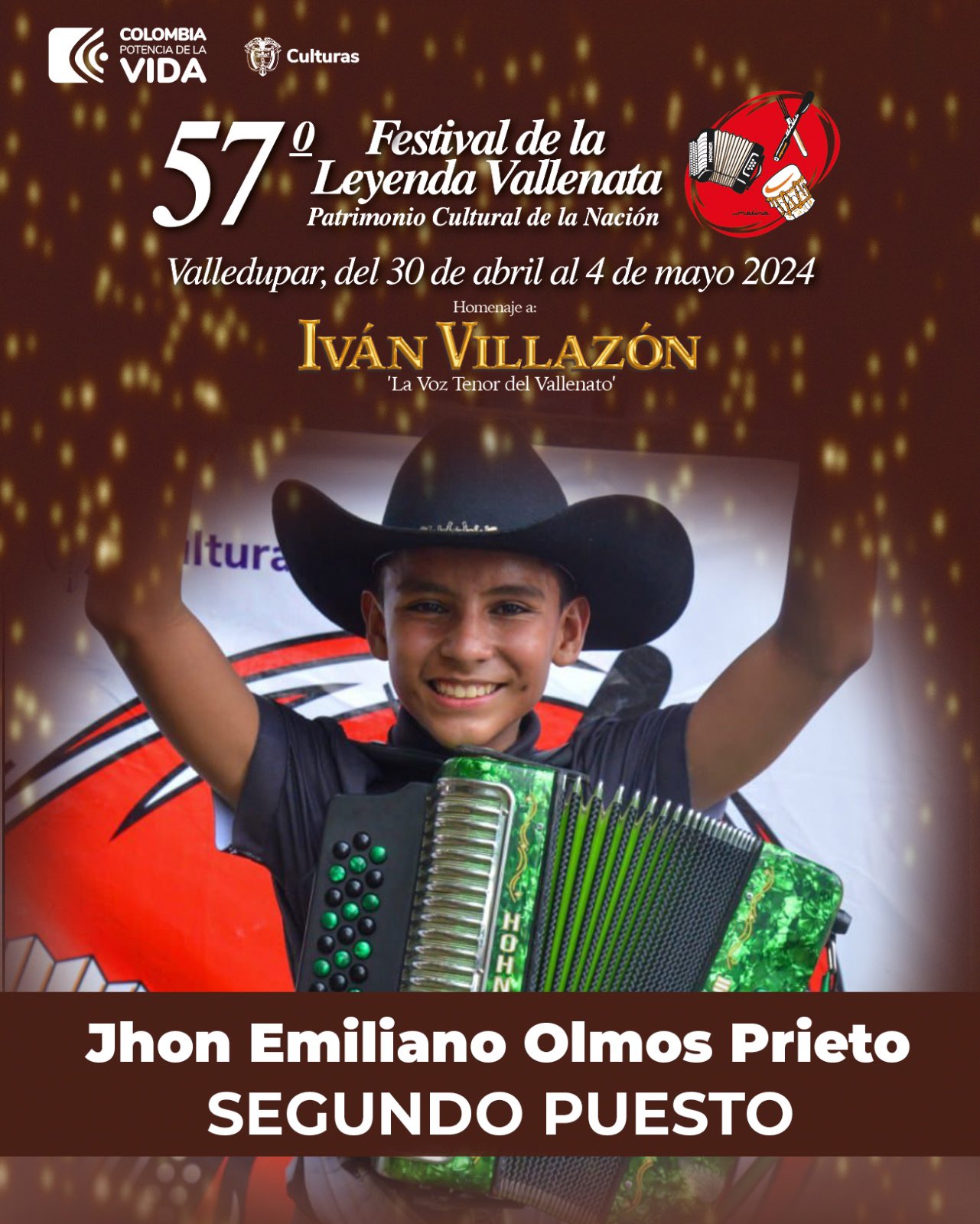 Casanareño Jhon Olmos segundo mejor acordeonero en Festival de la Leyenda Vallenata